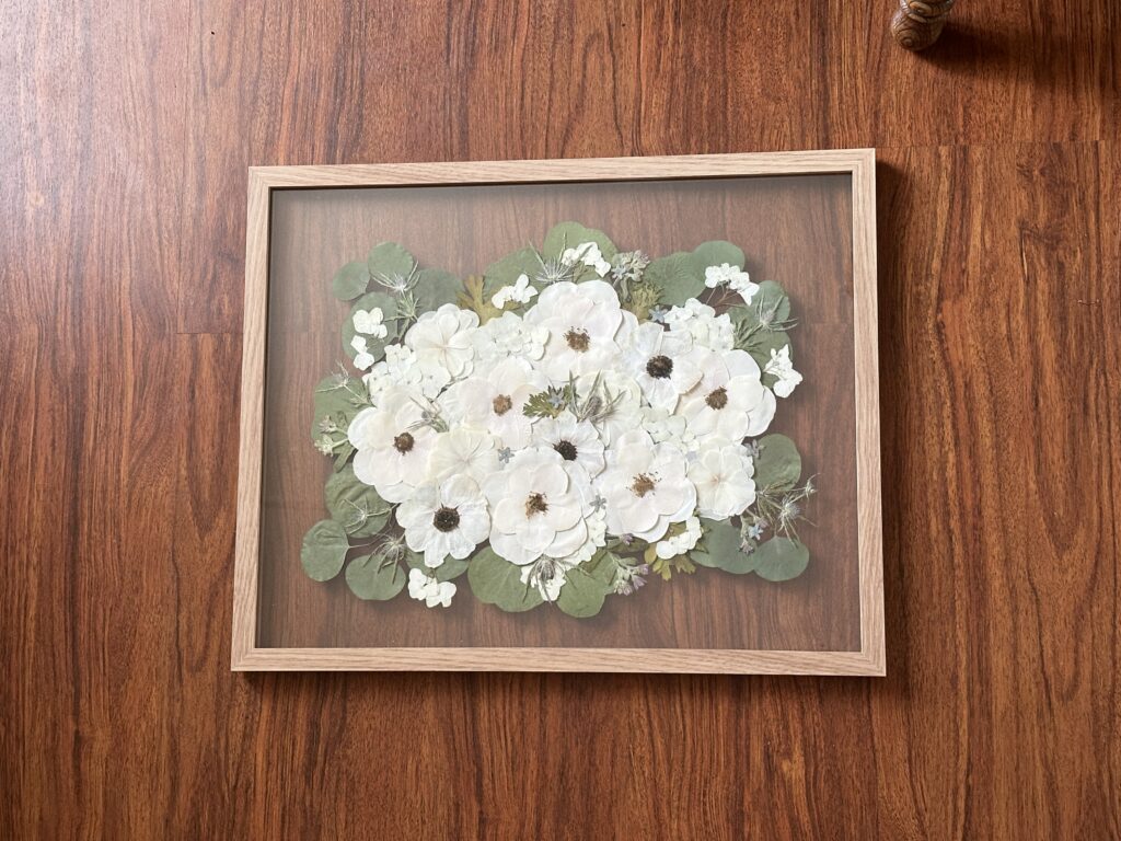 Pressed flowers 16x20 in wood float style