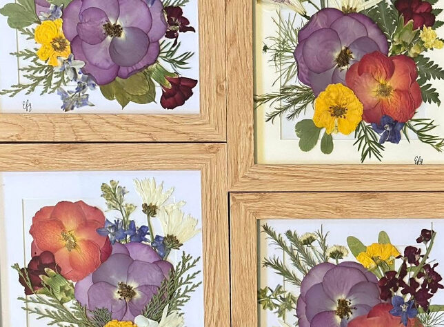 four memorial pressed flower frames