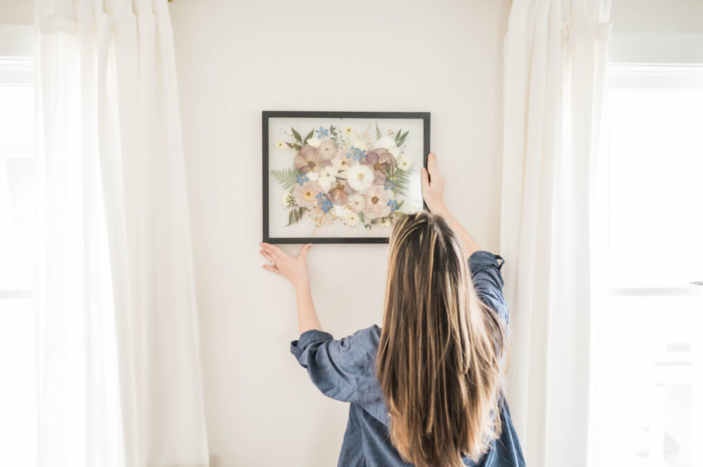 16x20 black frame with pressed flowers